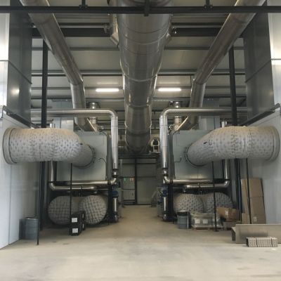 overview of the project with two big DeNOx reactors and insulated ducting