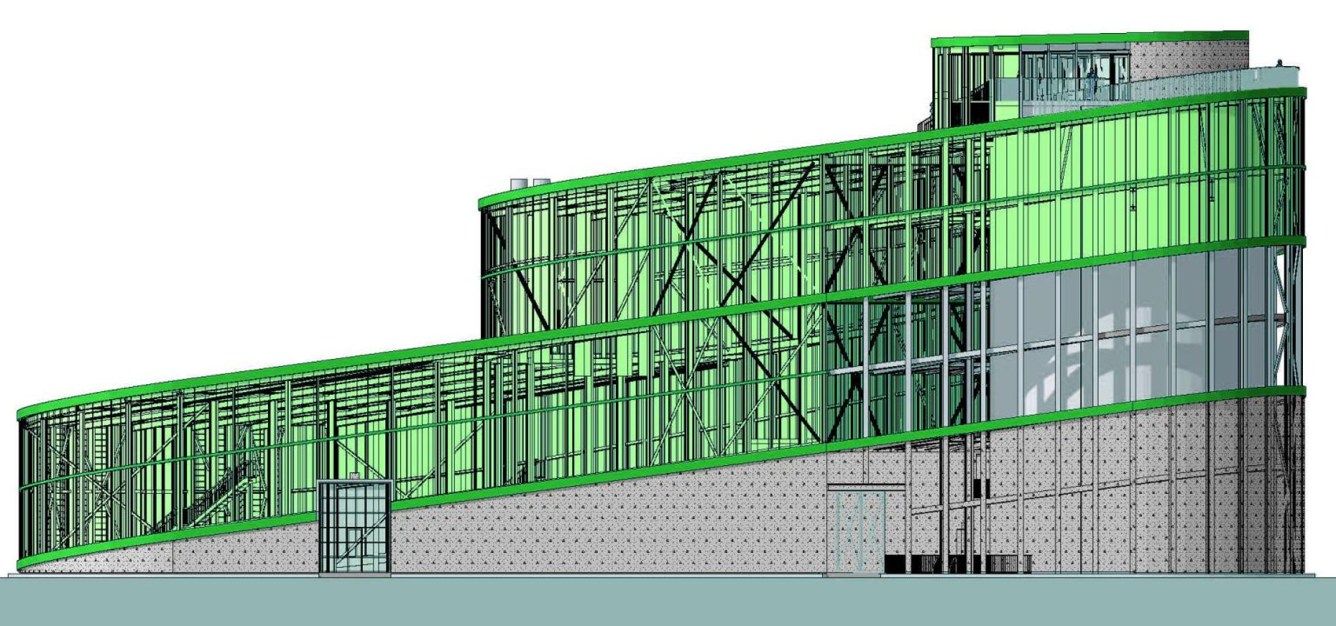 Een tweede 3D-tekening van het gebouw