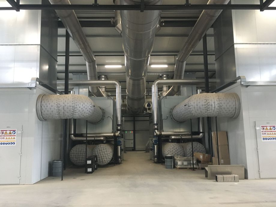 overview of the project with two big DeNOx reactors and insulated ducting 